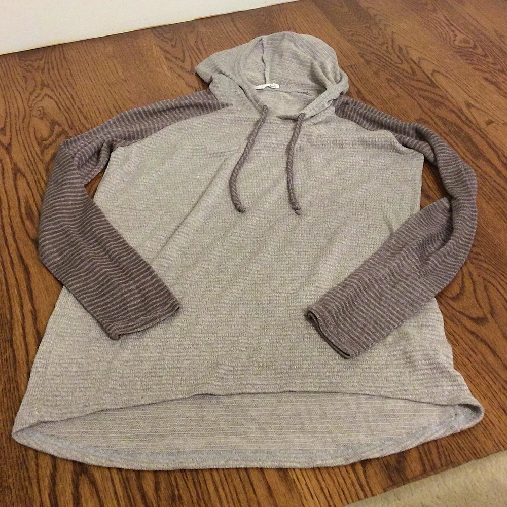 Gray Two Colored Hoodie with Strings